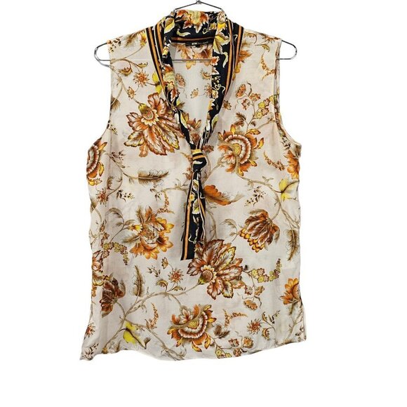 KOBI HALPERIN ALIX Neck Tie Silk Floral Tank Top Blouse - Picture 2 of 6